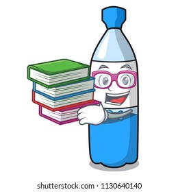 Student with book water bottle mascot cartoon vector illustration