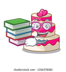 Student with book wedding cake isolated with the mascot