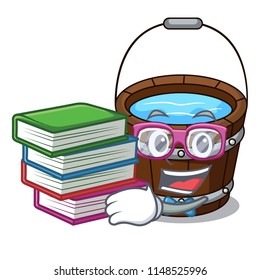Student with book wooden bucket mascot cartoon