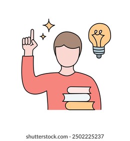 Student with books has an idea