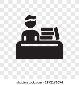 Student and books vector icon isolated on transparent background, Student and books transparency logo concept
