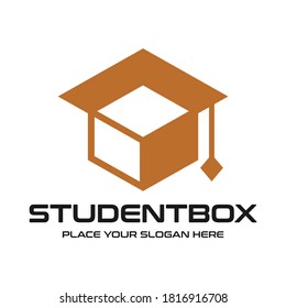 Student box vector logo template. This design use hat symbol. Suitable for education.