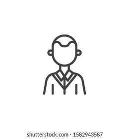Student boy avatar line icon. Male user profile linear style sign for mobile concept and web design. Faceless man person outline vector icon. People avatar symbol, logo illustration.