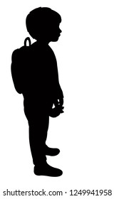 a student boy with bag, silhouette vector