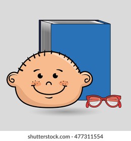 student boy book glasses study