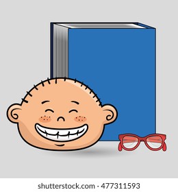 student boy book glasses study