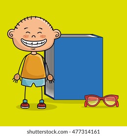 student boy book glasses study