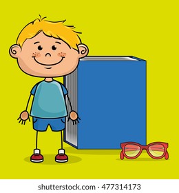 student boy book glasses study