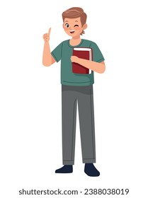 student boy with book illustration