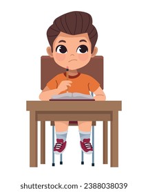 student boy in class illustration