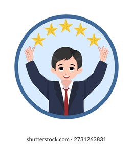 Student Boy Five Star Achievement Icon