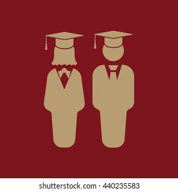 The student boy and girl icon. School, academy, college, education symbol. Flat Vector illustration