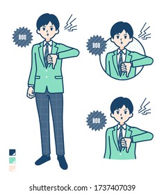 A student boy in a green blazer with Booing images.
It's vector art so it's easy to edit.
