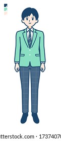 A student boy in a green blazer with full length image.It's vector art so it's easy to edit.