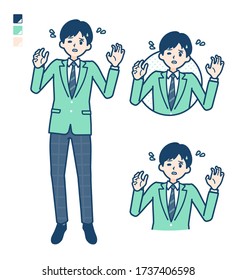 A student boy in a green blazer with panic images.
It's vector art so it's easy to edit.
