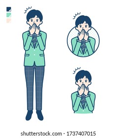 A student boy in a green blazer with surprised images.
It's vector art so it's easy to edit.
