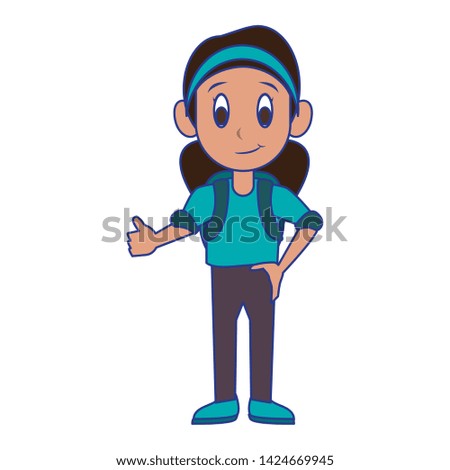 Student boy greeting with backpack cartoon vector illustration graphic design
