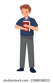 student boy holding a book illustration