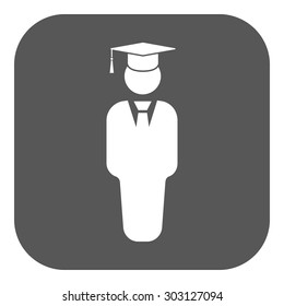 The student boy icon. School and academy, college, education symbol. Flat Vector illustration. Button
