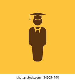 The student boy icon. School and academy, college, education symbol. Flat Vector illustration
