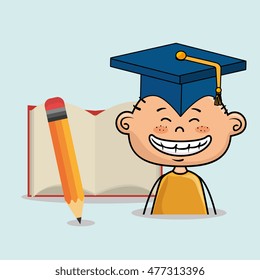 student boy notebook pencil