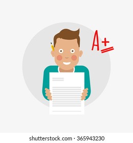 Student boy pass exam