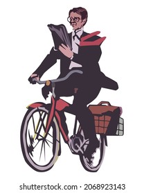Student boy riding bicycle. Design vector Illustration