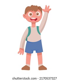 student boy with school bag character