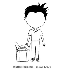 student boy with schoolbag avatar character