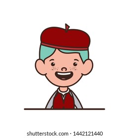 student boy smiling on white background