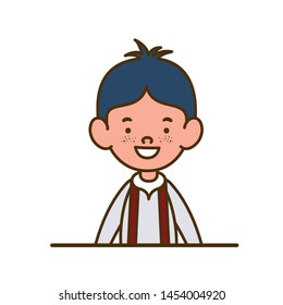 student boy smiling on white background