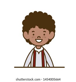 student boy smiling on white background