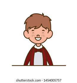 student boy smiling on white background