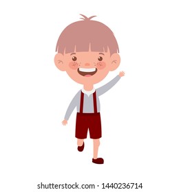 student boy standing smiling on white background