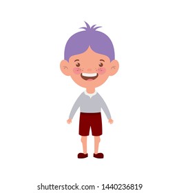student boy standing smiling on white background