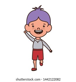 student boy standing smiling on white background