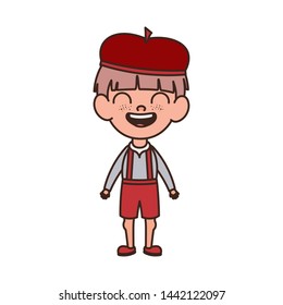 student boy standing smiling on white background