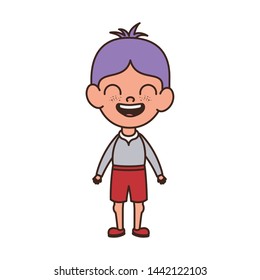 student boy standing smiling on white background