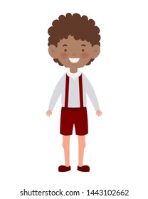 student boy standing smiling on white background