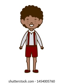 student boy standing smiling on white background