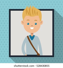 student boy sweater gray frame dot shadow background
