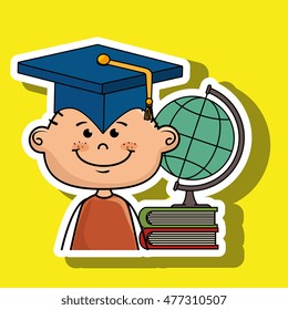 student boy world map book