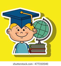 student boy world map book