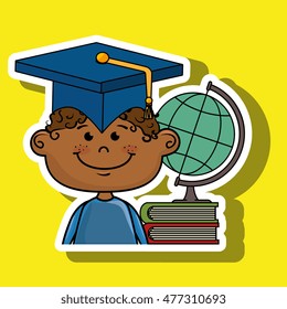 student boy world map book