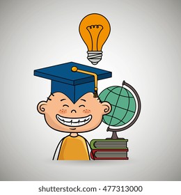 student boy world map book