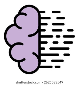 Student brain think icon. Outline student brain think vector icon color flat isolated
