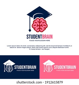 Student brain vector logo template. This logo use hat symbol. Suitable for education.