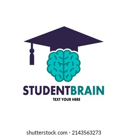 Student brain vector logo template. This logo use hat symbol. Suitable for education.