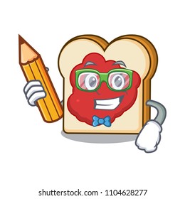 Student bread with jam character cartoon