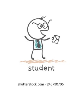student with briefcase illustration